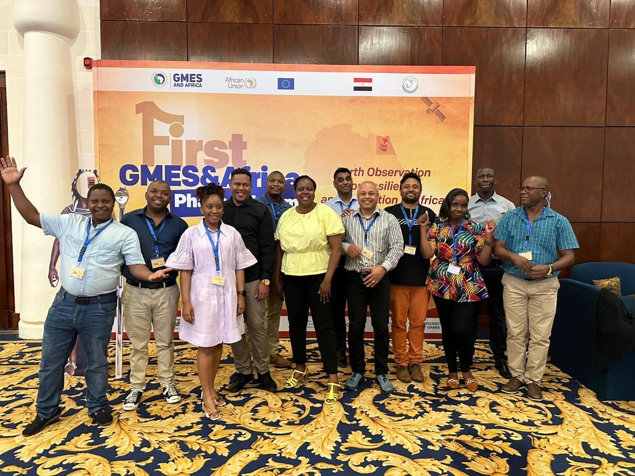 Dr Emmanuel Mbaru and other (front left) and other members of Marine & Coastal Operations for Southern Africa and the Indian Ocean (MARCOSIO) consortium during the GMES&Africa Forum in Sham El Sheikh, Egypt| Photo courtesy WIOMSA