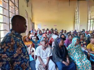 Chimwaga Mwamuye, Rabai sub county public health promotion officer, at a health stakeholders meeting at a hotel in Rabai.