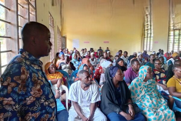 Chimwaga Mwamuye, Rabai sub county public health promotion officer, at a health stakeholders meeting at a hotel in Rabai.