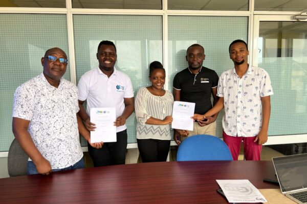 From left, Mr. Ndurya, Mr. Were, Ms. Keah, Mr. Onyiro, and Johnson Mwangangi (Gilitics Media CEO & Co-founder) Photo: Gilitics Media